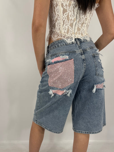 BERMUDA DENIM CRYSTAL ROSA