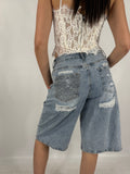 BERMUDA DENIM CRYSTAL ARGENTO