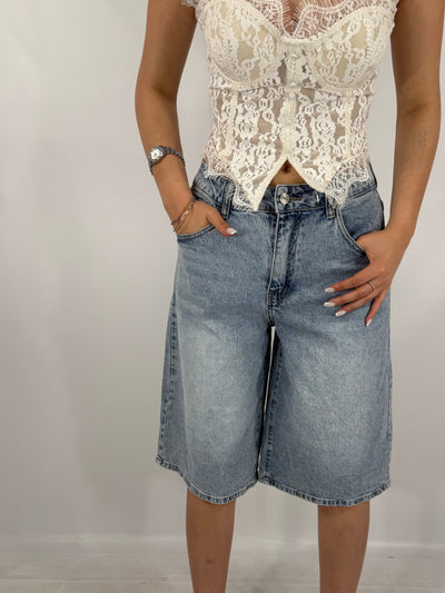 BERMUDA DENIM CRYSTAL ARGENTO