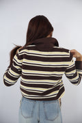 POLO A RIGHE MARRONE E CREMA