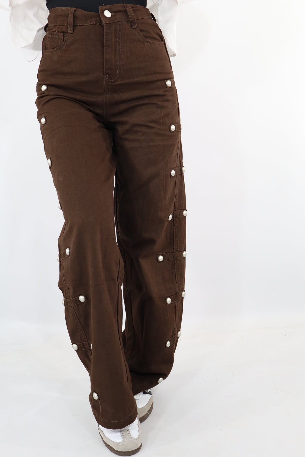 PANTALONI WIDE LEG BOTTONI