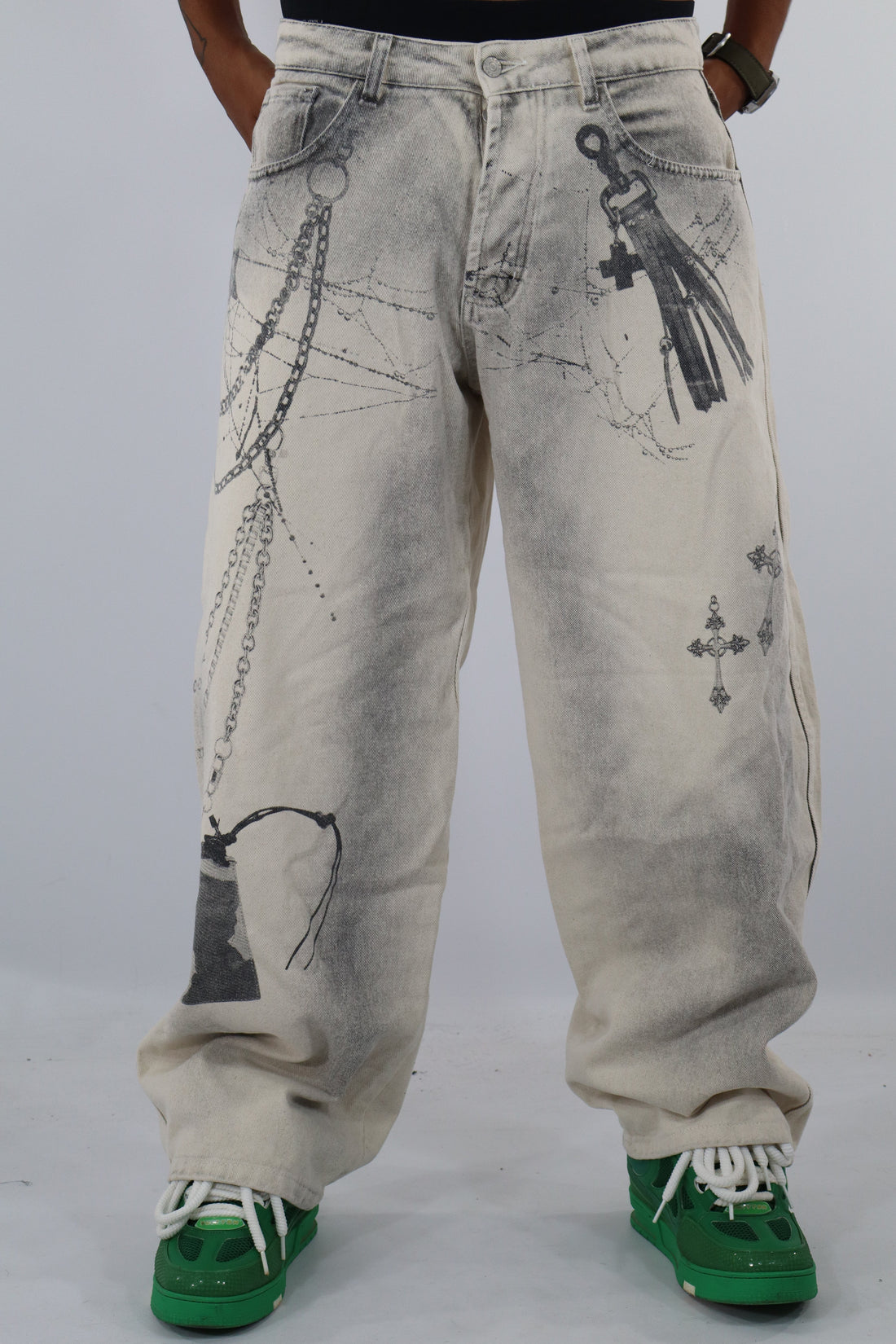 JEANS BAGGY BEIGE STAMPE