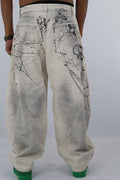 JEANS BAGGY BEIGE STAMPE