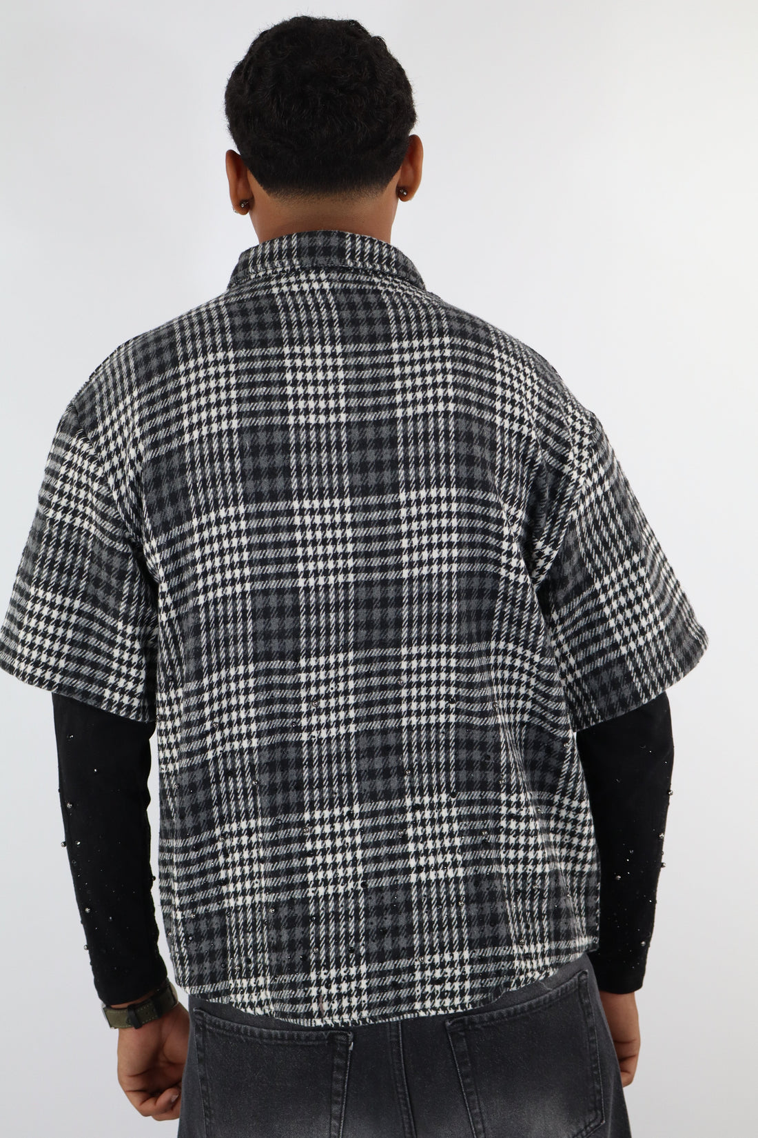CAMICIA LAYERED QUADRI STRASS