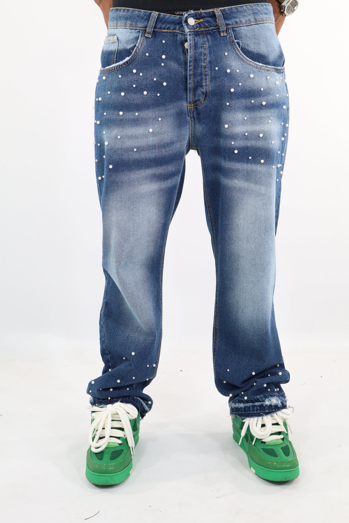 JEANS BLU FLARE PERLE