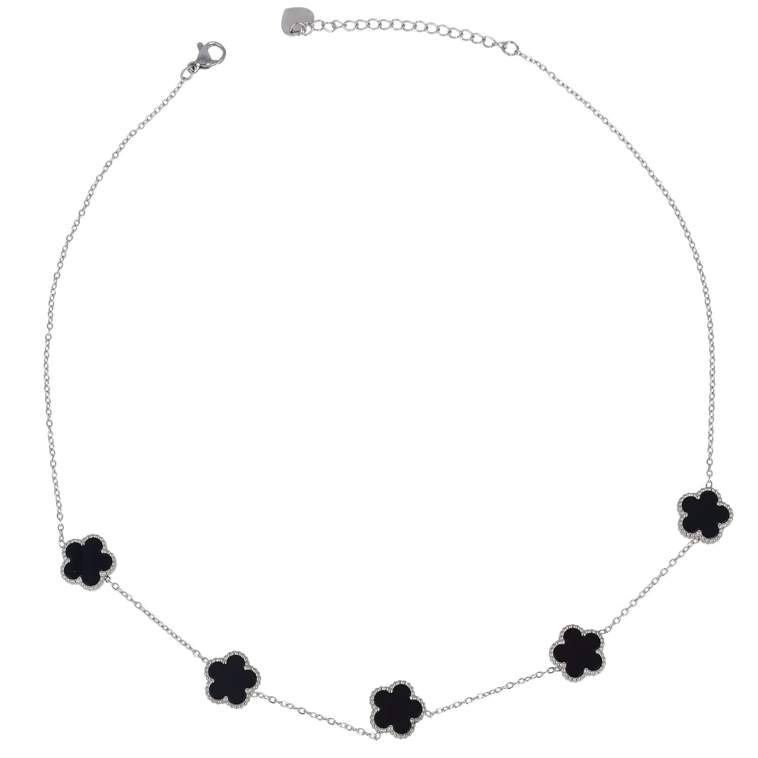 COLLANA RODIO FIORI - NERO