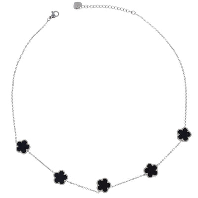 COLLANA RODIO FIORI - NERO