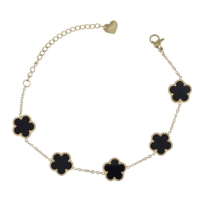 BRACCIALE GOLD FIORI - NERO